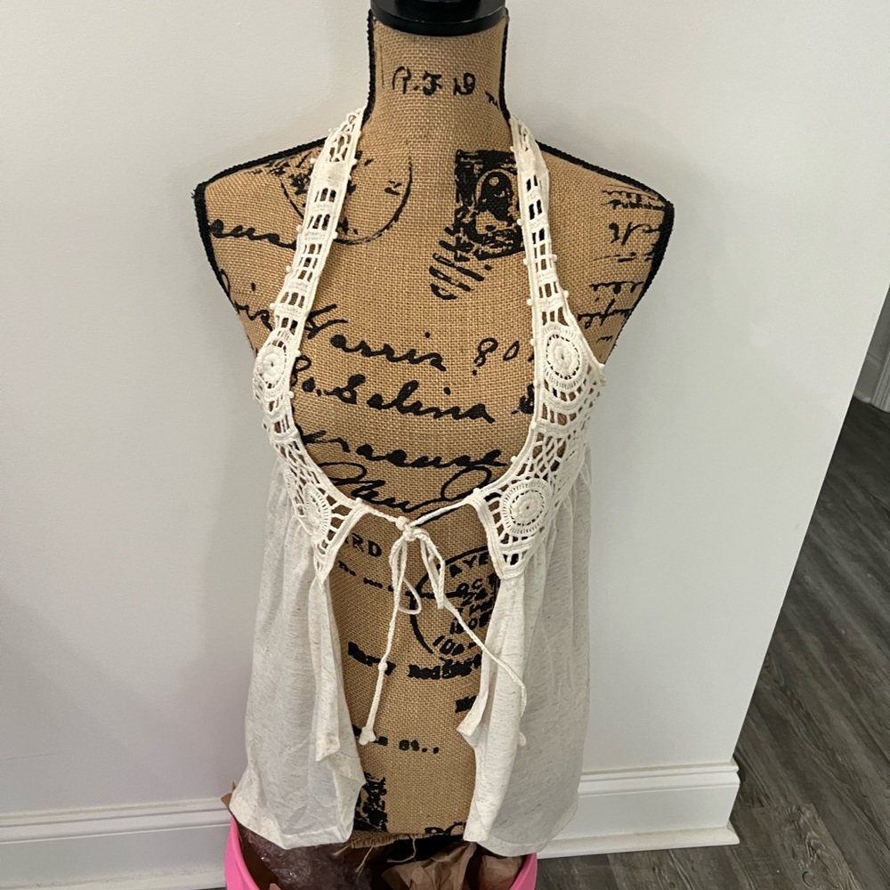 Papaya Crochet Halter Top in Off-White